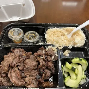 Beef teriyaki plate- juicy and tender. Food was great.