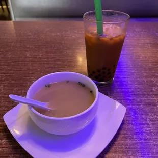 Miso soup and bubble tea