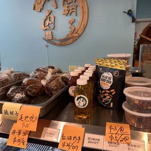 a variety of food items on display