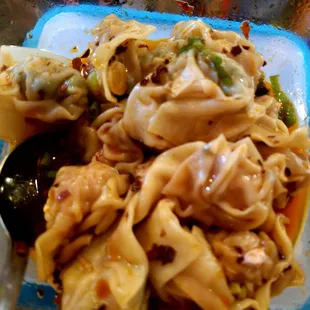 Chili oil wontons made out of their frozen wonton and their super fragrant chili oil!!!!!