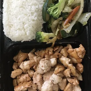 Hibachi Bento Box with chicken and white rice