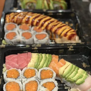Spicy Salmon Roll, Dragon Roll, Spicy Tuna Roll, Dynamite Roll, Rainbow Roll