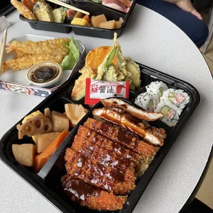 a variety of food items on a table