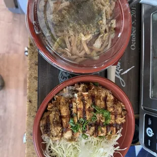 Pork Katsu Ramen- good flavor.  Chicken Kushi Katsu