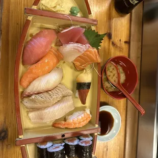 Sashimi sushi combo and miso soup