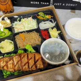 Teriyaki salmon bento.