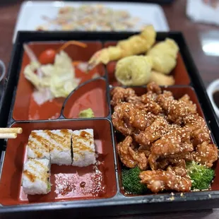 Sesame chicken bento box