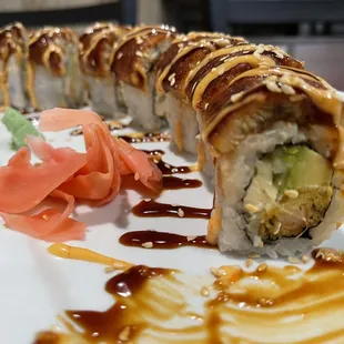 The Green Dragon roll has the most eel.  Who can tell? It's rt there, but no flavor. Unreal. I even isolated it, but couldn't taste it.