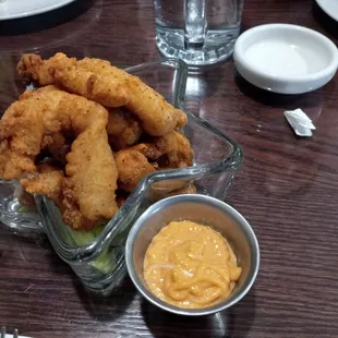 The calamari was great. Dipping sauce too.