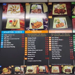 sushi and sashimi, menu