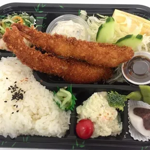 Ebi fry (fried shrimp) bento