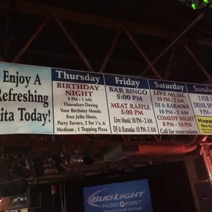 menus for beer and other beverages