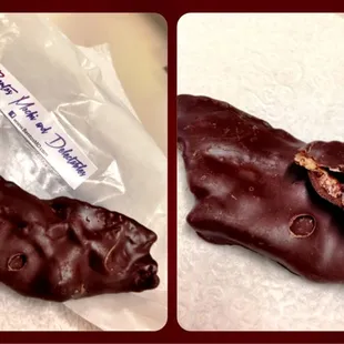waialua dark chocolate dipped apple wood bacon (or maple bacon...the girl couldn&apos;t tell the difference - still good!)