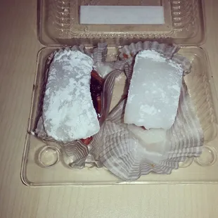 Fresh mochi, azuki and peanut butter sandwich! So super soft,  so super ONO!