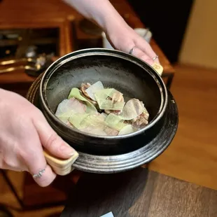 Poached beef rib