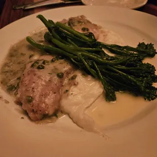 Chicken Picatta, served with mashed potatoes, which was different, if not strange. Much prefer it with pasta.