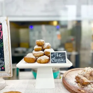 a variety of pastries on display