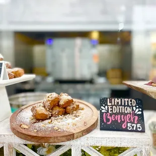 a variety of pastries on display