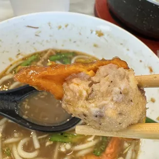 Meatball stuffed inside bell pepper