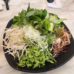 Vegetables came with bun bo hue.