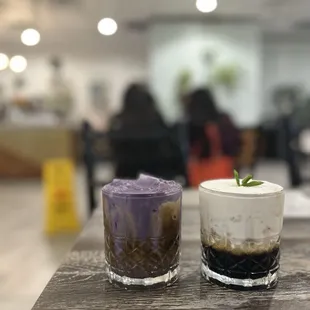 Ube coffee and coconut coffee