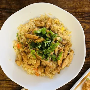 Thai middle soup, Chicken fried rice, Japanese fritters and dumplings