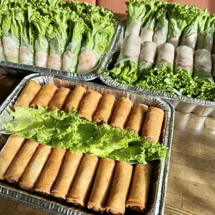 -Crispy rolls tray (35 pcs): $50
-Shrimp salad rolls tray (24 pcs): $50
-Char Siu Pork salad rolls tray (24 pcs): $50