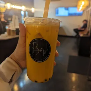 Thai tea with boba