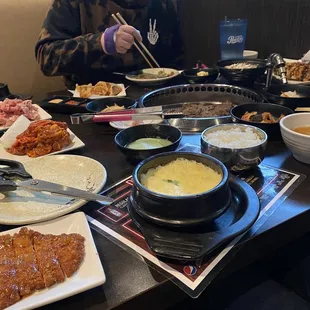 a man eating a meal at a restaurant