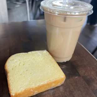 Lemon loaf and honey lavender latte