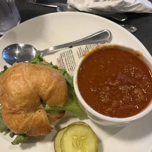 Trio - cup chili &amp; Chicken Salad Croissant (&amp; salad for 10.99)