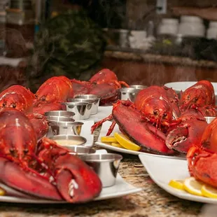 lobsters on plates