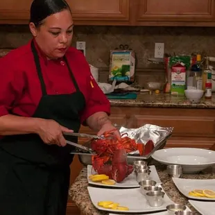 a woman preparing food