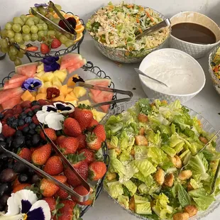 Fresh Fruit, Salads and Salmon.