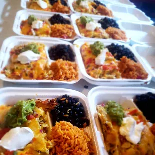 trays of mexican food