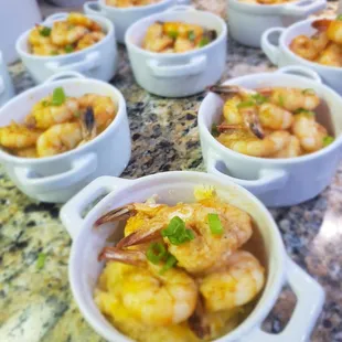 small bowls of shrimp