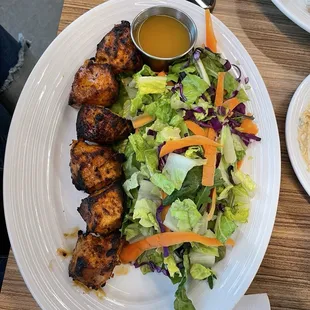 Chicken shish plate with double salad
