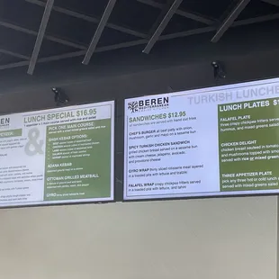 Lunch menu