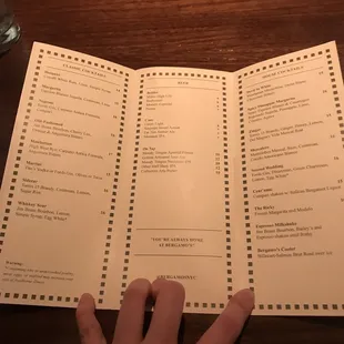 Drink menu