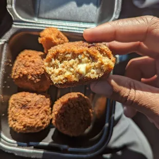 Pepper jack cheese filled boudin balls