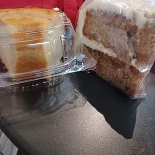 Left - lemon pound cake, $4. Right - carrot cake, $5.