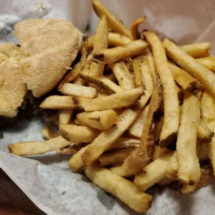 Fresh burgers and fries!