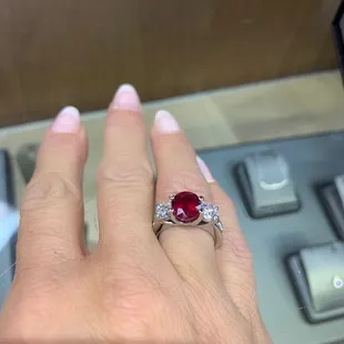 He used my ring and my loose ruby to make a custom piece.