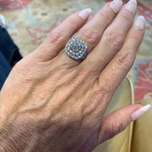 He used some of my existing stones for the entire ring for a total of 51 diamonds!