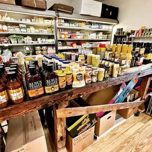shelves full of food items