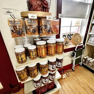 shelves of meat products