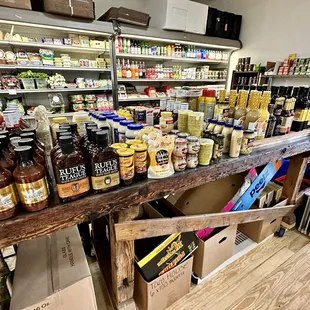 shelves full of food items