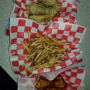 Fries Garlic parmesan and sweet chilly wings