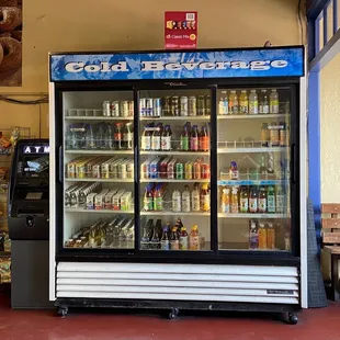 Drinks and ATM on the left