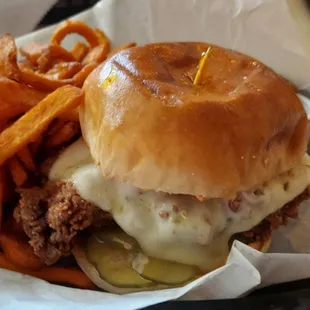 Badass Chicken Sandwich w/ sweet potato fries